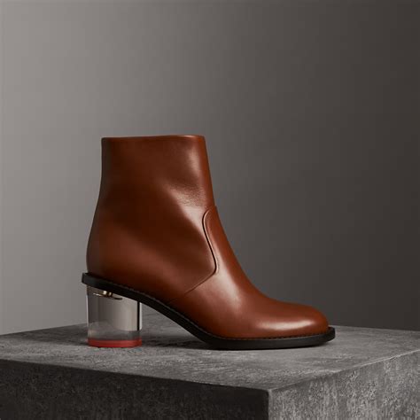 burberry two tone leather block heel boots|Burberry Ankle Boots & Booties for Women .